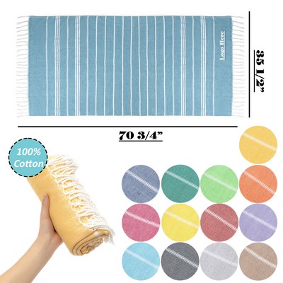 Large Turkish Beach Towel with Elegant Fringe and Customization