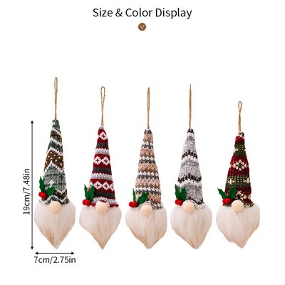 Christmas Knit Hat Rudolph Hanging Ornament Holiday Glow Santa Mini Figurine Tree Decor