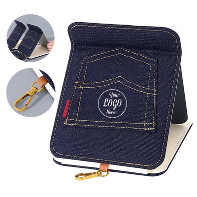 Portable Retro Folding Denim Makeup Mirror