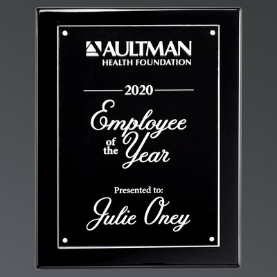 Ebony Piano Finish Rectangle, Clear Acrylic Plate w/Corner Magnets, Large (9"x12")