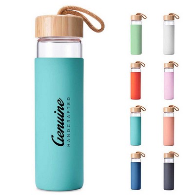 20oz Silicone Glass Bottle w/ Bamboo Lid