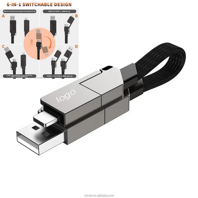 6" 1 Switchable Charging Type C USB Cable