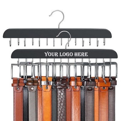 14 Hook Wooden Belt Hanger