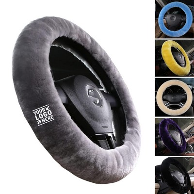 Fuzzy Fur Protector 14 1/2inch-15 1/2" Soft Fluffy Plush Sheepskin Car Steering Wheel Cover