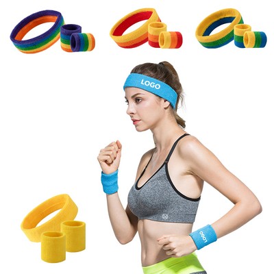 Cotton Sweatband Set Solid Color/Striped