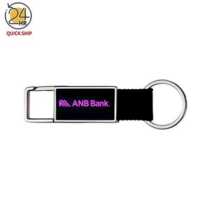 Snap On Double Sided Black Rectangle Key Chain