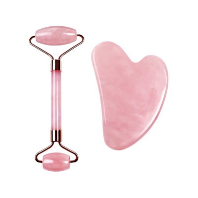 Rose Quartz Dual Head Facial Roller for Eye and Skin Massage Therapy