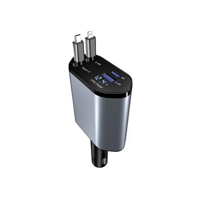4in1 Retractable Foldable Car Charger Fast Charging