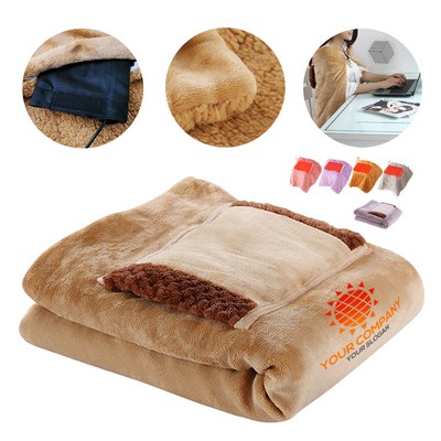 USB Plush Heating Blanket with Pocket Hand Warmer