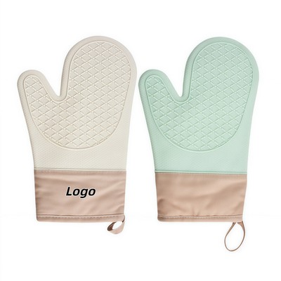 Thickened Silicone Oven Mitt with Cotton Lining for Heat Resistance and Grip