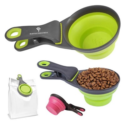 Collapsible Pet Food Scoop with Bag Clip
