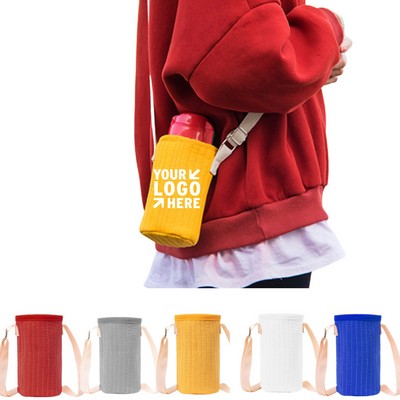 6.1x3.3 in, Cotton Bottle Cover, Anti-Slip, Thermal, Adjustable Shoulder Strap