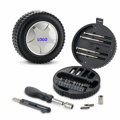 20 Piece Compact Tire Shaped Portable DIY Repair Tool Kit