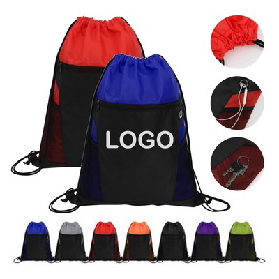 Zippered Drawstring Backpack