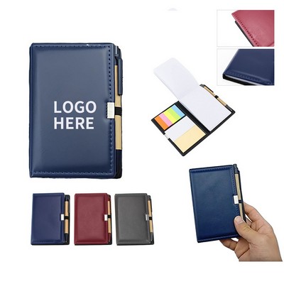 PU Leather Sticky Memo Book with Pen