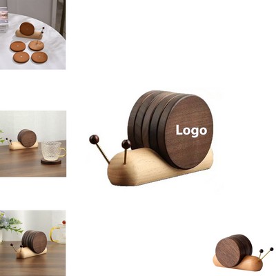 Creative Wooden Snail-Shaped Coaster