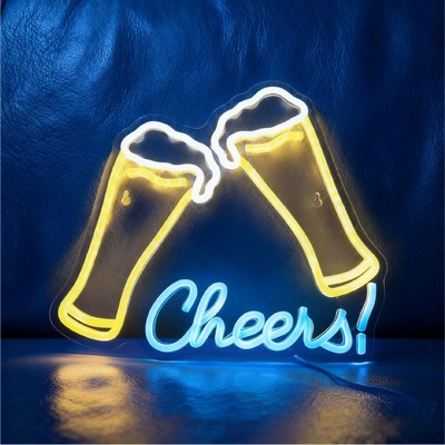 Cheers Beer Neon Sign Custom LED Night Club Sign LED Glow Sign 3-Color Sign