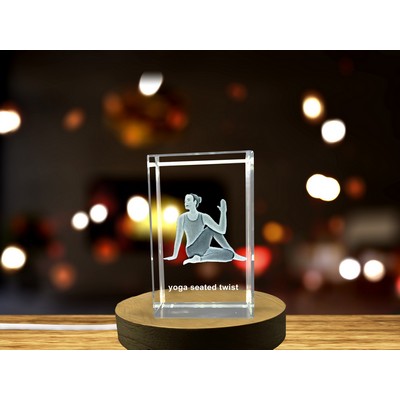 Yoga Pose Crystal Sculpture - Seated Twist Art for Wellness