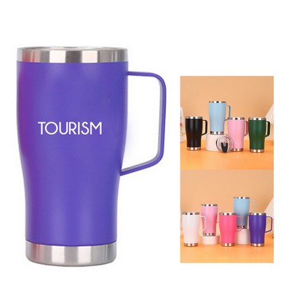 20 oz Travel Stainless Steel Coffee Mug Tumbler w/ Lid Handle