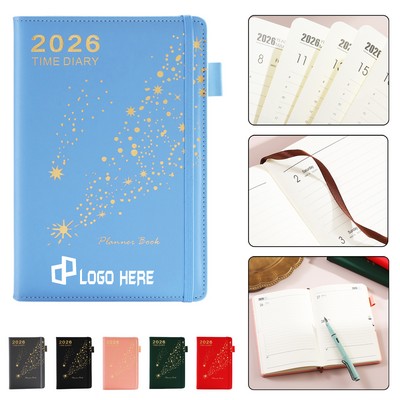 Starry Sky Series Daily Planner Of 2026 W/ Pen Holder