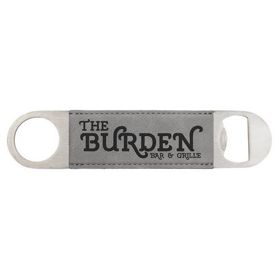 Gray Leatherette Bottle Opener - Laser Engraves to Black