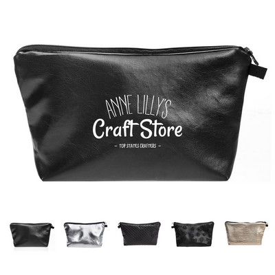 Women's PU Leather Waterproof Cosmetic Bag