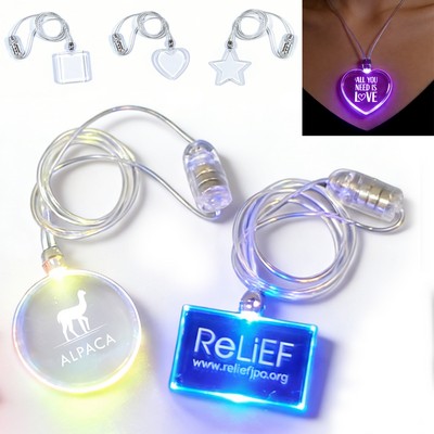 Flashing LED Acrylic Light-Up Necklace Tag
