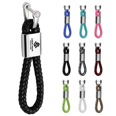 Braided Leather Keychain Car Fob