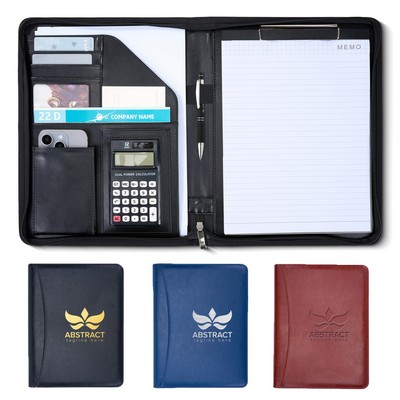 Deluxe Zippered PU Leather Padfolio With Custom Logo