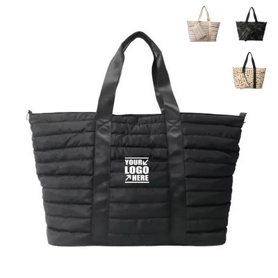 Women's Soft Puffer Tote Bag with Wallet
