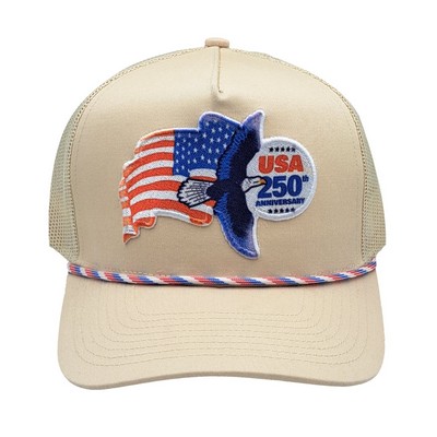 USA 250th Anniversary Commemorative 5-Panel Trucker Hat - Mixed Media Logo Edition