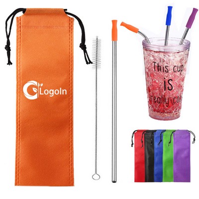 Reusable 8.6" 6mm Stainless Steel Straw Cleaner Brush Set