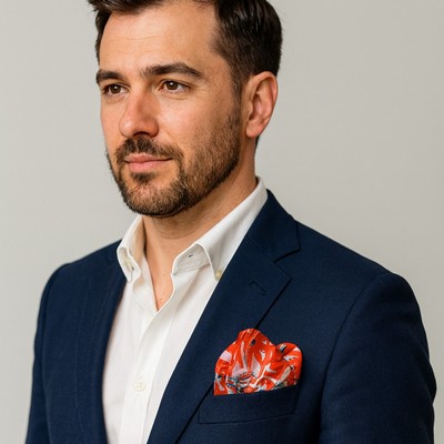 10" x 10" Custom Printed Pocket Square – 100% Pure Mulberry Silk Hand-Roll Hem