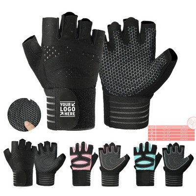 Unisex Padded Gym Gloves with Adjustable Wristband
