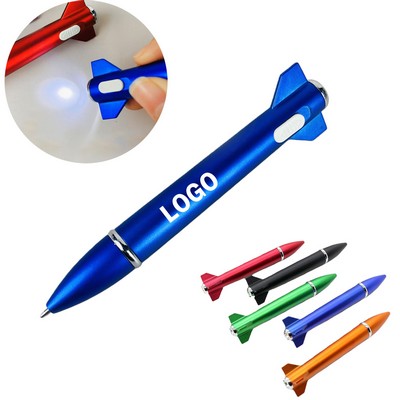 Rocket Missile Shaped Ballpoint Pen With Led Light