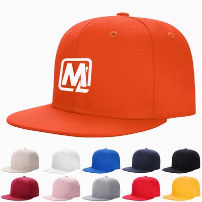 6-Panel Cotton Flat Bill Snapback Cap/Custom Logo Printed