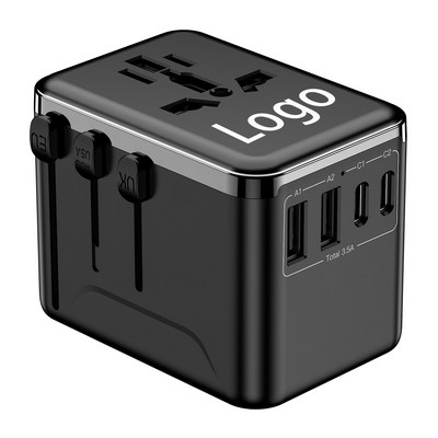17.5W GaN Universal Travel Adapter 2USB-A 2USB-C All-in-One International Plug Charger EU US UK AUS