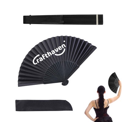 Fabric Bamboo Ribs Chinese Foldable Fan