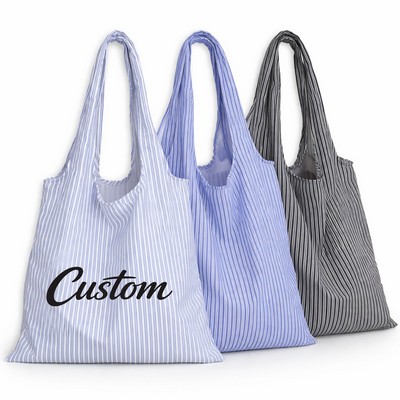 Large Capacity Striped Lightweight Shoulder Tote Bag
