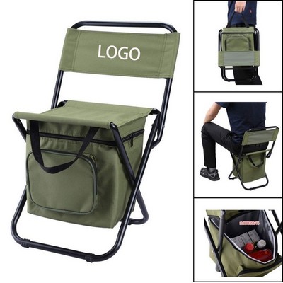 Custom Portable Oxford Fabric 3-in-1 Foldable Outdoor Chair With Cooler Bag
