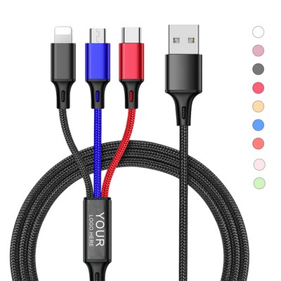 3" 1 Charging Cable Aluminum Nylon Braided