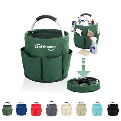 Foldable 17L Cleaning Caddy with Handle and 6 Pockets