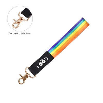 Custom Polyester Wrist Lanyard Strap Keychain W/ Swivel Hook