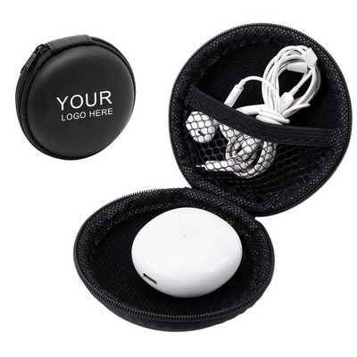 PU Round Earbud Organizer Case