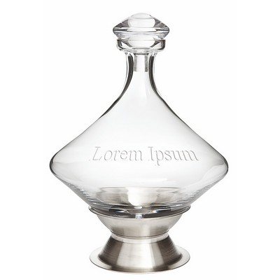 1 Qt. Orbital Glass Decanter w/Silver Plated Base & Crystal Stopper