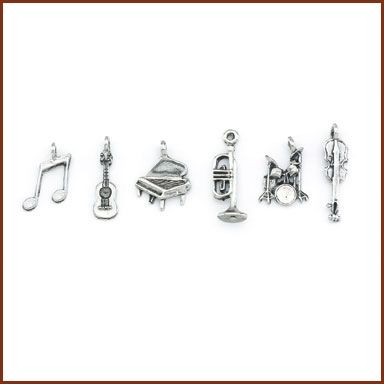 Set of 6 Music Stock Wine Charms On Card