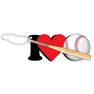 I Love Baseball w/ Bat Promotional Key Chain w/ Black Back (6 Square Inch)