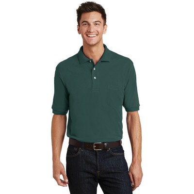 Port Authority® Heavyweight Cotton Pique Polo with Pocket.