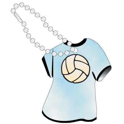 Volleyball Promotional T-Shirt Key Chain w/ Black Back (4 Square Inch)