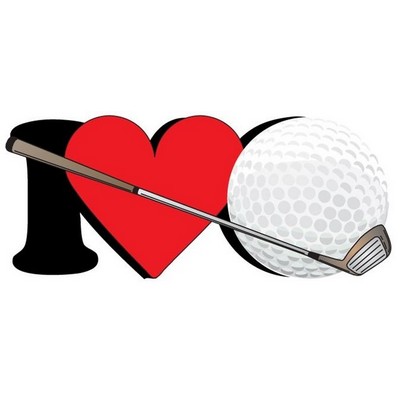 I Love Golf Magnet w/ Full Magnetic Back (8 Square Inch)